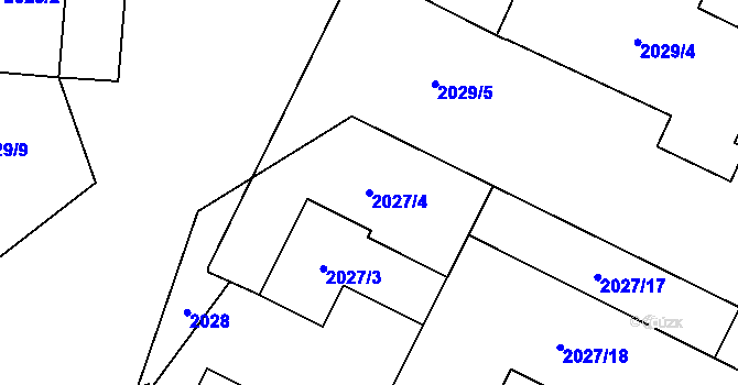 Parcela st. 2027/4 v KÚ Poruba-sever, Katastrální mapa