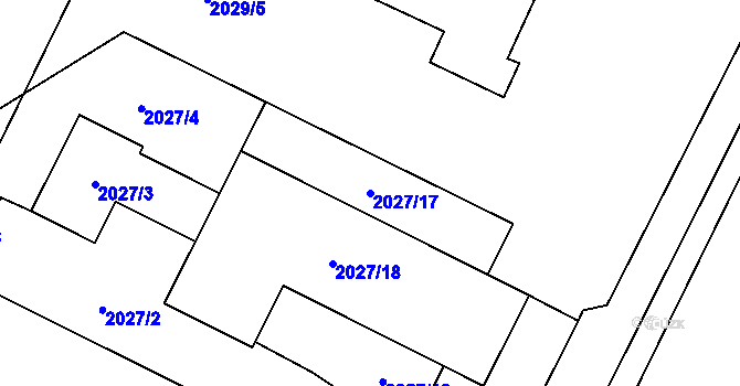 Parcela st. 2027/17 v KÚ Poruba-sever, Katastrální mapa
