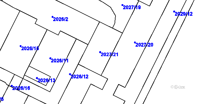 Parcela st. 2027/21 v KÚ Poruba-sever, Katastrální mapa
