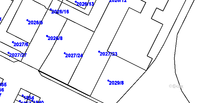 Parcela st. 2027/23 v KÚ Poruba-sever, Katastrální mapa