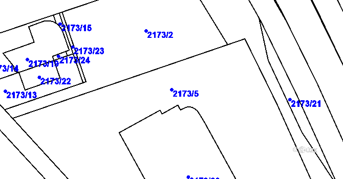 Parcela st. 2173/5 v KÚ Poruba-sever, Katastrální mapa