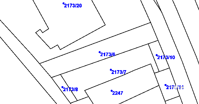 Parcela st. 2173/6 v KÚ Poruba-sever, Katastrální mapa