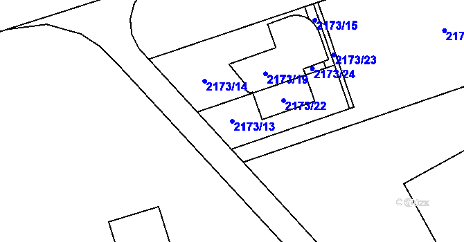 Parcela st. 2173/13 v KÚ Poruba-sever, Katastrální mapa
