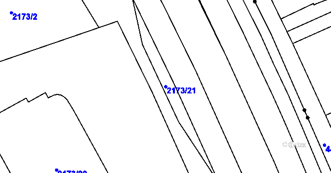 Parcela st. 2173/21 v KÚ Poruba-sever, Katastrální mapa