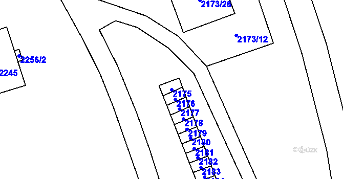 Parcela st. 2175 v KÚ Poruba-sever, Katastrální mapa
