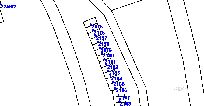 Parcela st. 2180 v KÚ Poruba-sever, Katastrální mapa