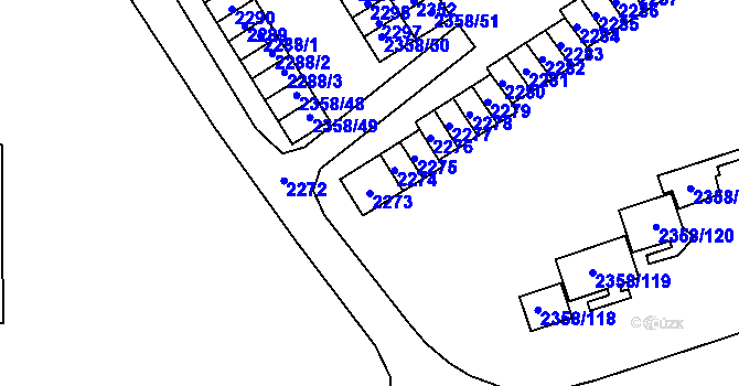 Parcela st. 2273 v KÚ Poruba-sever, Katastrální mapa