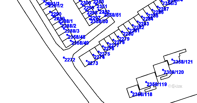 Parcela st. 2275 v KÚ Poruba-sever, Katastrální mapa