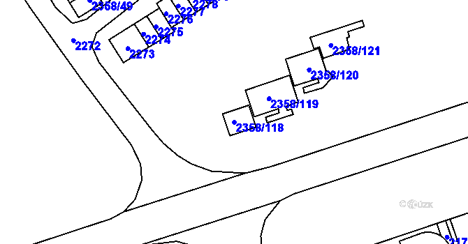 Parcela st. 2358/118 v KÚ Poruba-sever, Katastrální mapa