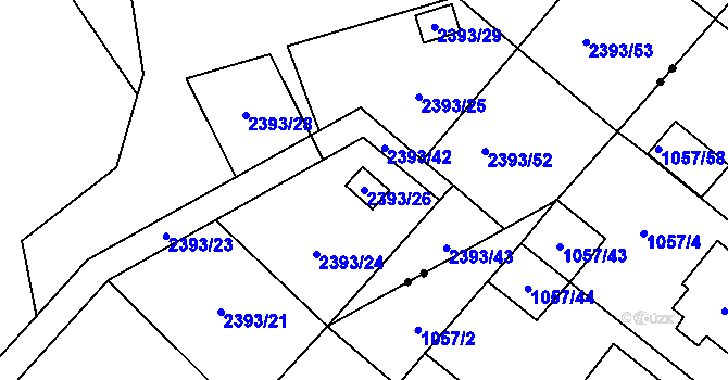 Parcela st. 2393/26 v KÚ Poruba-sever, Katastrální mapa