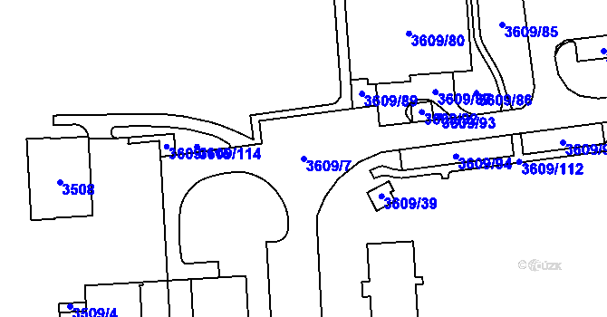 Parcela st. 3609/7 v KÚ Poruba-sever, Katastrální mapa