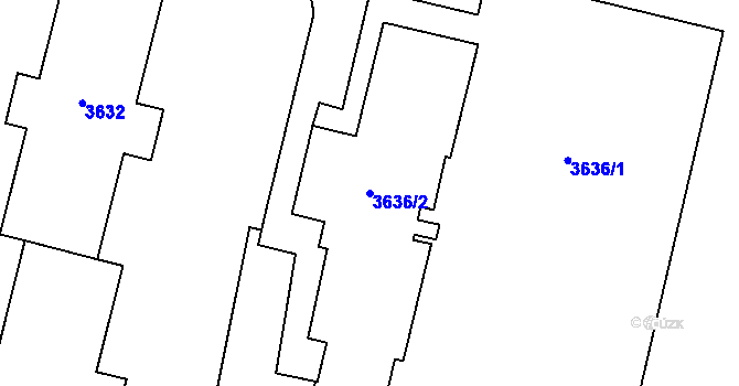 Parcela st. 3636/2 v KÚ Poruba-sever, Katastrální mapa