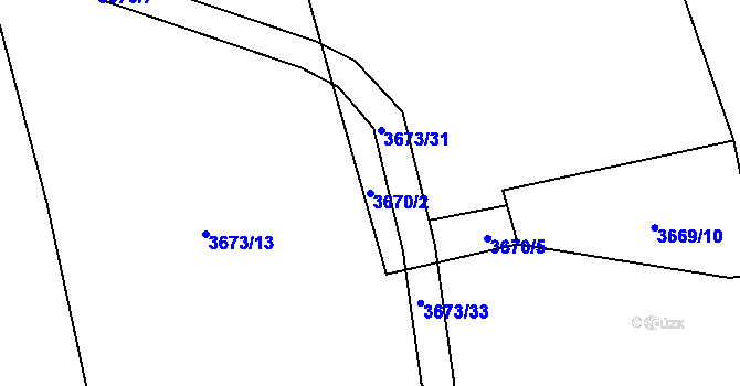 Parcela st. 3670/2 v KÚ Poruba-sever, Katastrální mapa
