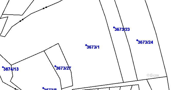 Parcela st. 3673/1 v KÚ Poruba-sever, Katastrální mapa