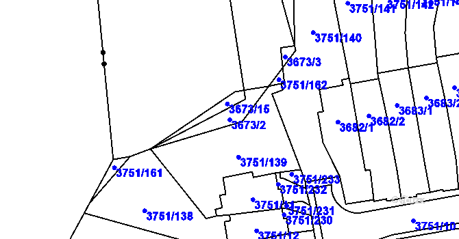 Parcela st. 3673/2 v KÚ Poruba-sever, Katastrální mapa