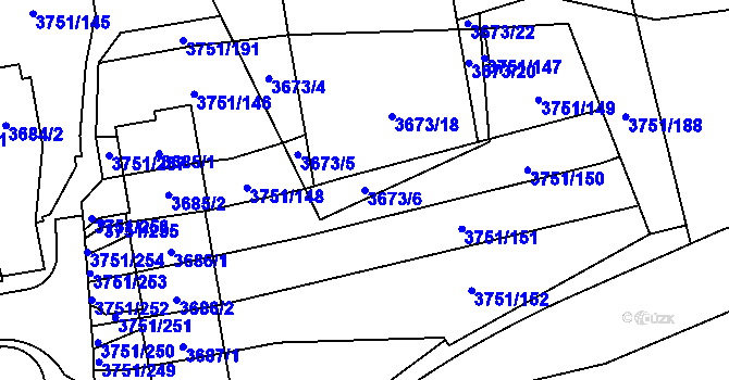 Parcela st. 3673/6 v KÚ Poruba-sever, Katastrální mapa