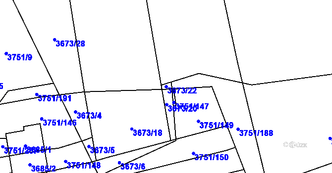 Parcela st. 3673/22 v KÚ Poruba-sever, Katastrální mapa