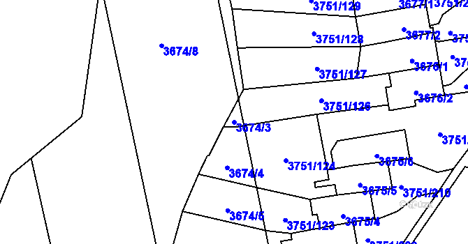 Parcela st. 3674/3 v KÚ Poruba-sever, Katastrální mapa
