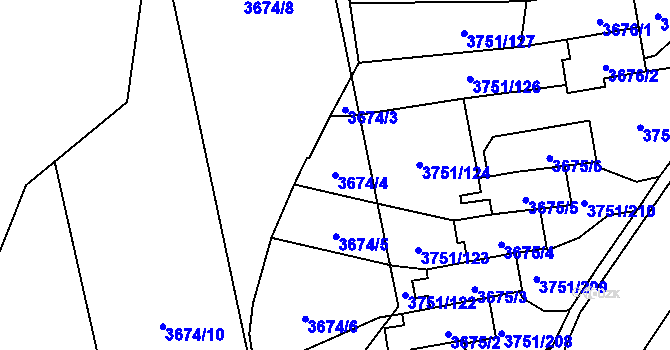 Parcela st. 3674/4 v KÚ Poruba-sever, Katastrální mapa