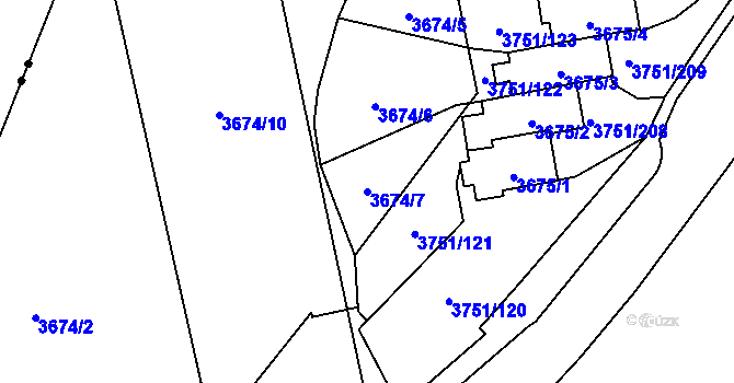 Parcela st. 3674/7 v KÚ Poruba-sever, Katastrální mapa