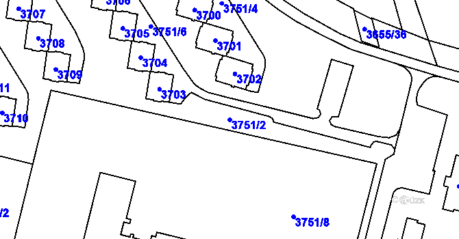 Parcela st. 3751/2 v KÚ Poruba-sever, Katastrální mapa