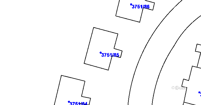 Parcela st. 3751/85 v KÚ Poruba-sever, Katastrální mapa
