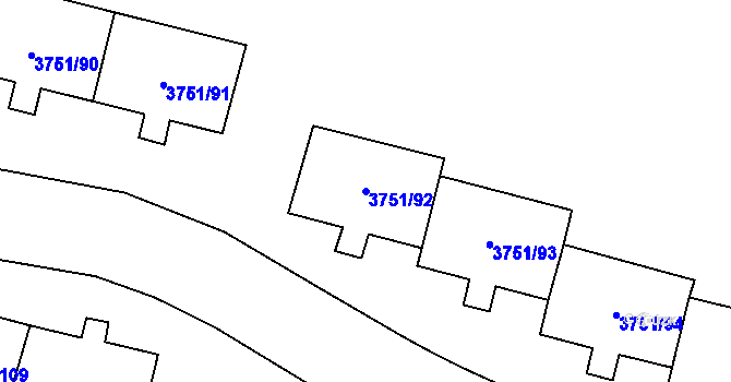 Parcela st. 3751/92 v KÚ Poruba-sever, Katastrální mapa