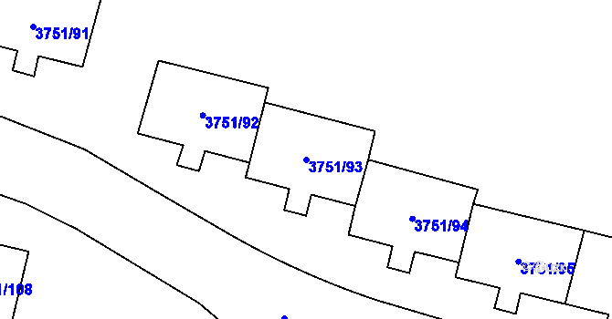 Parcela st. 3751/93 v KÚ Poruba-sever, Katastrální mapa