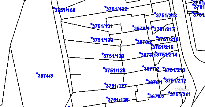 Parcela st. 3751/129 v KÚ Poruba-sever, Katastrální mapa