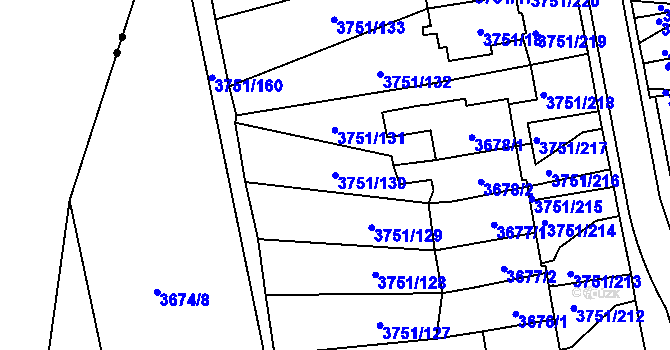 Parcela st. 3751/130 v KÚ Poruba-sever, Katastrální mapa