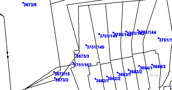 Parcela st. 3751/140 v KÚ Poruba-sever, Katastrální mapa