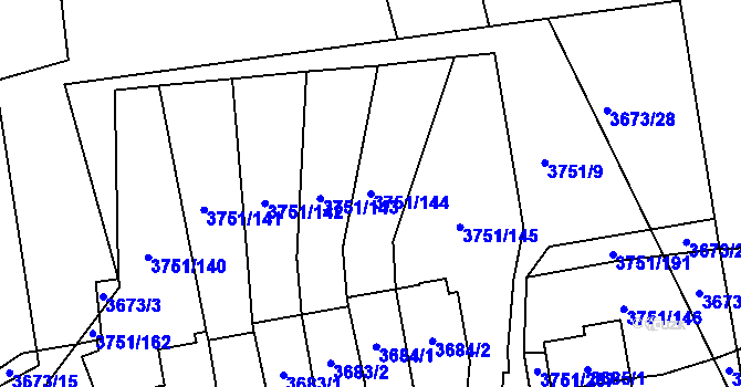 Parcela st. 3751/144 v KÚ Poruba-sever, Katastrální mapa