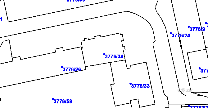 Parcela st. 3776/34 v KÚ Poruba-sever, Katastrální mapa