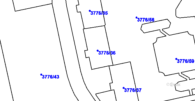 Parcela st. 3776/36 v KÚ Poruba-sever, Katastrální mapa