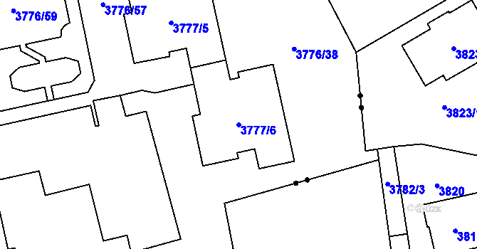 Parcela st. 3777/6 v KÚ Poruba-sever, Katastrální mapa