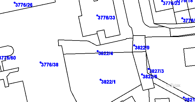 Parcela st. 3822/4 v KÚ Poruba-sever, Katastrální mapa