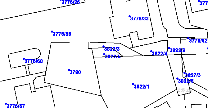 Parcela st. 3822/5 v KÚ Poruba-sever, Katastrální mapa