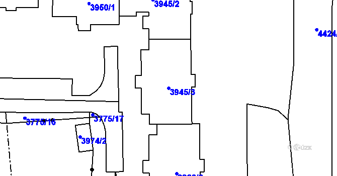 Parcela st. 3945/3 v KÚ Poruba-sever, Katastrální mapa