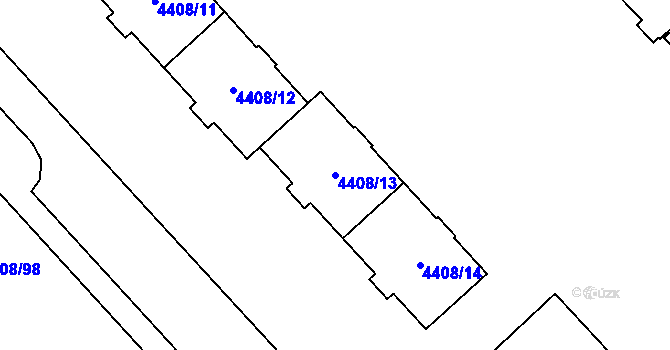 Parcela st. 4408/13 v KÚ Poruba-sever, Katastrální mapa