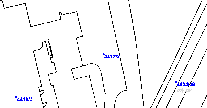 Parcela st. 4412/2 v KÚ Poruba-sever, Katastrální mapa
