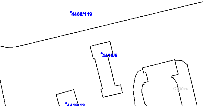 Parcela st. 4419/6 v KÚ Poruba-sever, Katastrální mapa