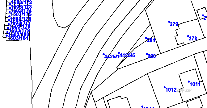 Parcela st. 4425/1 v KÚ Poruba-sever, Katastrální mapa