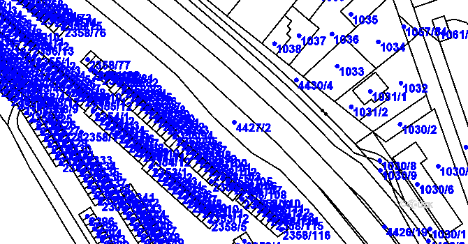 Parcela st. 4427/2 v KÚ Poruba-sever, Katastrální mapa