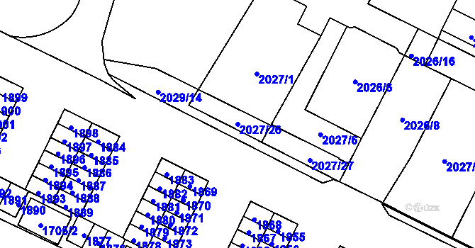 Parcela st. 2027/26 v KÚ Poruba-sever, Katastrální mapa