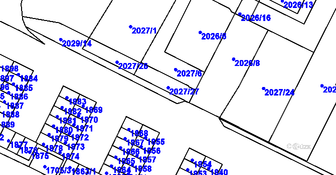 Parcela st. 2027/27 v KÚ Poruba-sever, Katastrální mapa