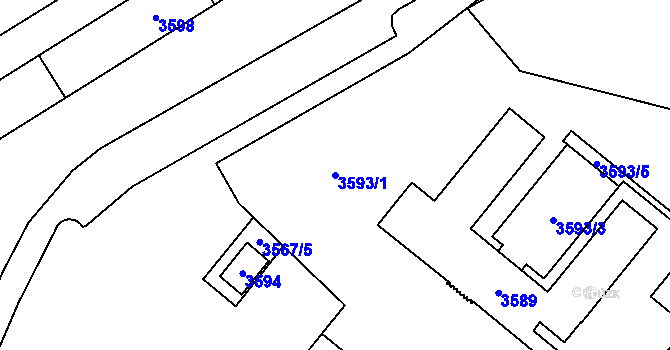 Parcela st. 3593/1 v KÚ Poruba-sever, Katastrální mapa