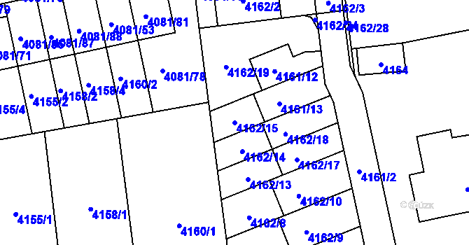 Parcela st. 4162/15 v KÚ Pustkovec, Katastrální mapa