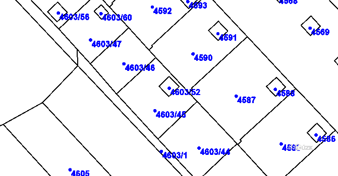 Parcela st. 4603/52 v KÚ Pustkovec, Katastrální mapa