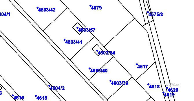 Parcela st. 4603/54 v KÚ Pustkovec, Katastrální mapa