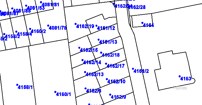 Parcela st. 4162/18 v KÚ Pustkovec, Katastrální mapa